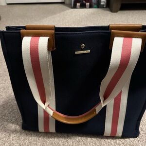 Spartina 449 Navy Tote with Pink and White Straps